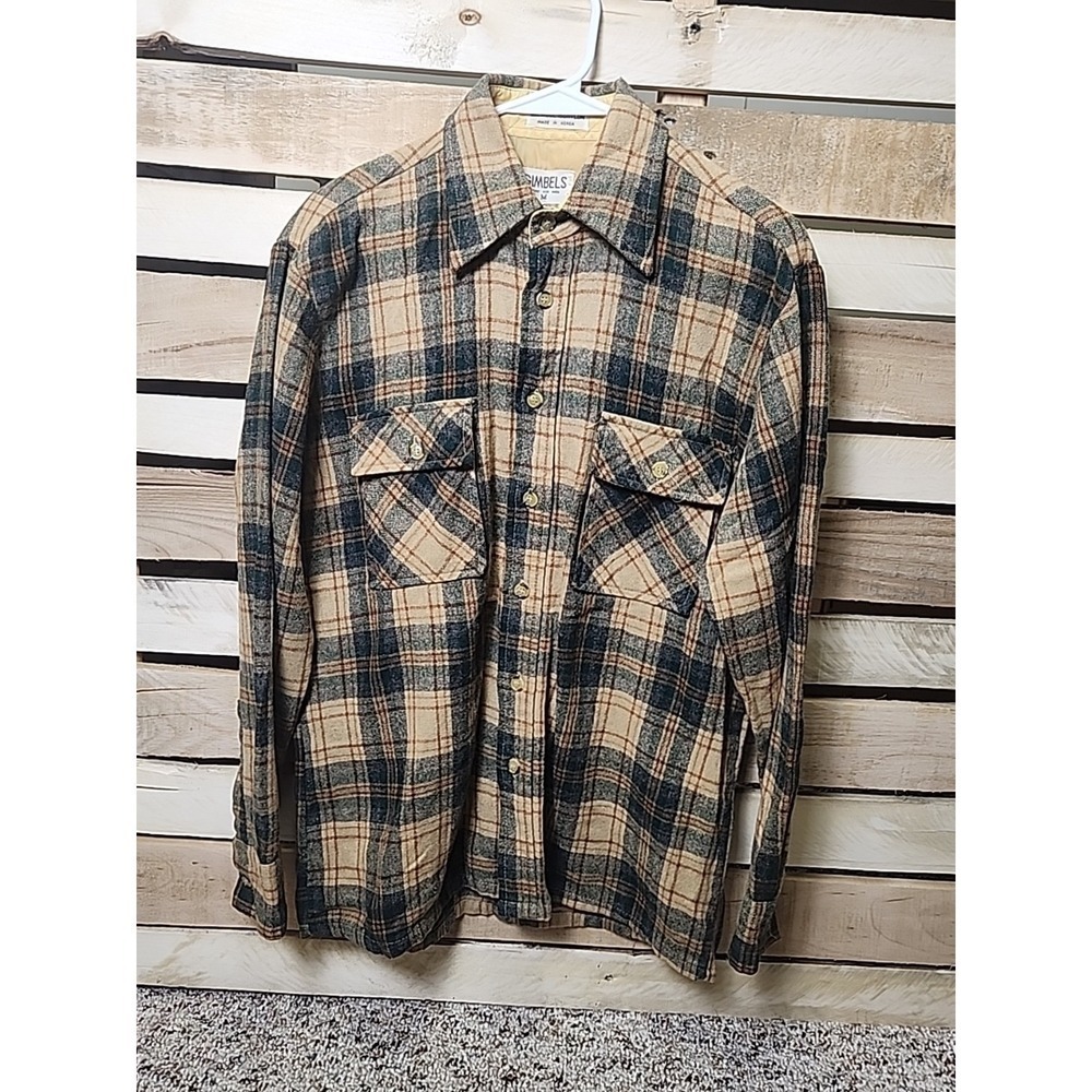 Vintage 1980s Gimbels Flannel Button Front Shirt Size Medium